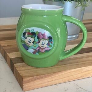 Disney Mickey Minnie Inset Winter Green Coffee Cocoa Mug 2016